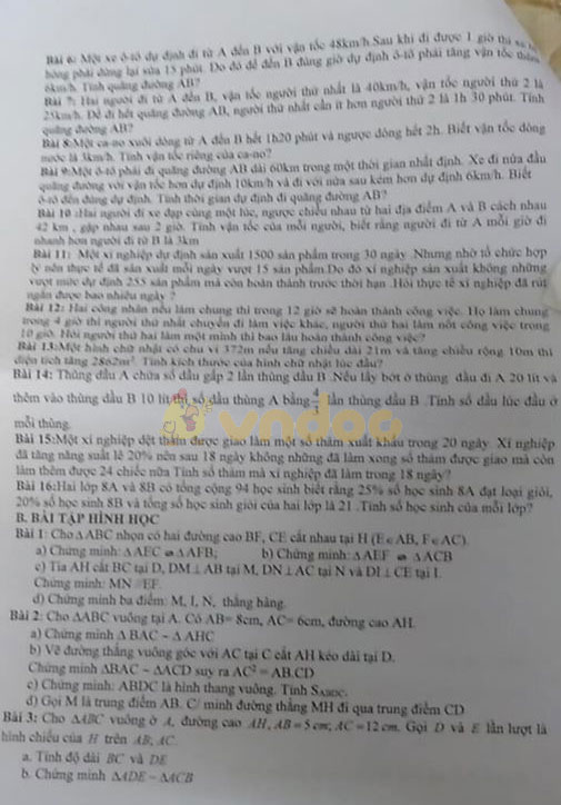 Đề cương ôn tập học kì 2 lớp 8 môn Toán trường THCS An Dương năm học 2019 - 2020