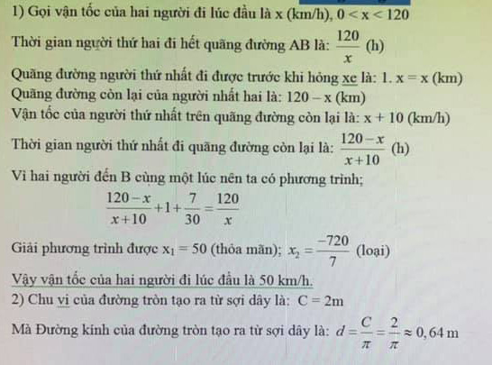 Đề thi thử vào lớp 10 môn Toán Trường THPT Phan Huy Chú, Đống Đa năm học 2020 - 2021