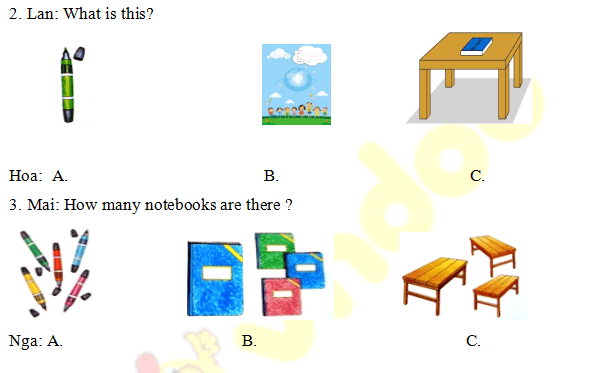 Đề thi tiếng Anh lớp 3 học kỳ 2 trường Tiểu học Minh Hà năm 2019 - 2020