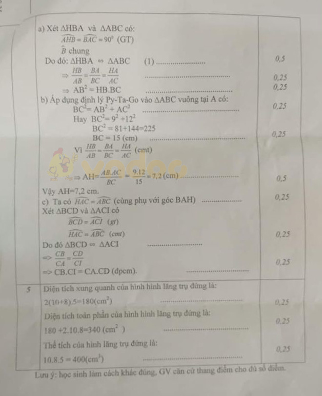 Đề thi học kì 2 lớp 8 môn Toán Phòng GD&ĐT Phú Giáo năm học 2019 - 2020