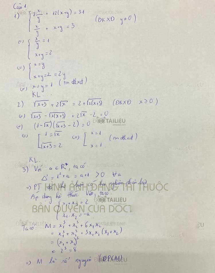 Đề thi tuyển sinh lớp 10 môn Toán chuyên năm 2020 KHXH&NV