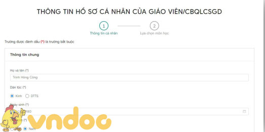 Hoàn thành hồ sơ cá nhân và đăng ký môn học
