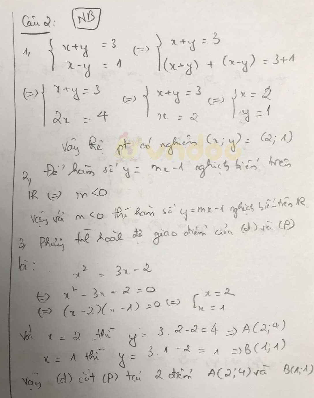 Đáp án đề thi tuyển sinh lớp 10 môn Toán tỉnh Ninh Bình năm 2020