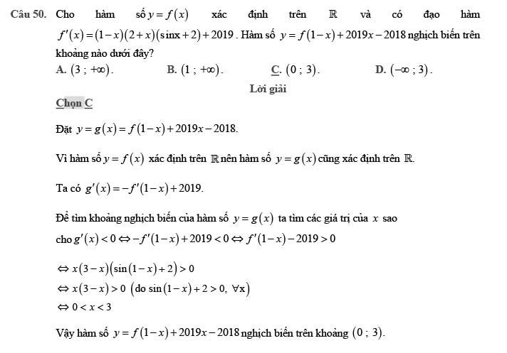 Đề minh họa môn Toán năm 2020