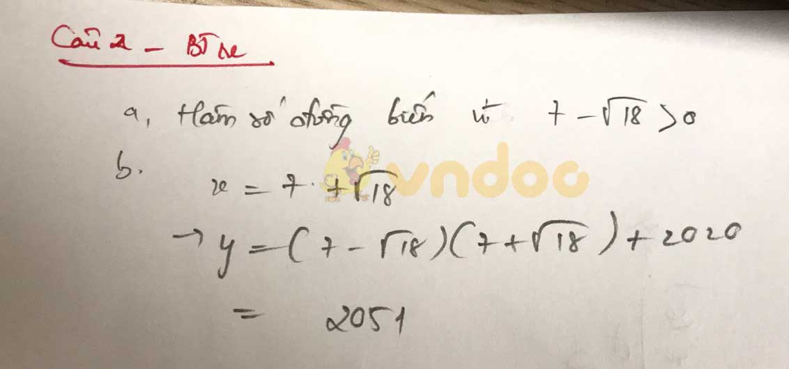 Đáp án đề thi tuyển sinh lớp 10 môn Toán Bến Tre năm 2020