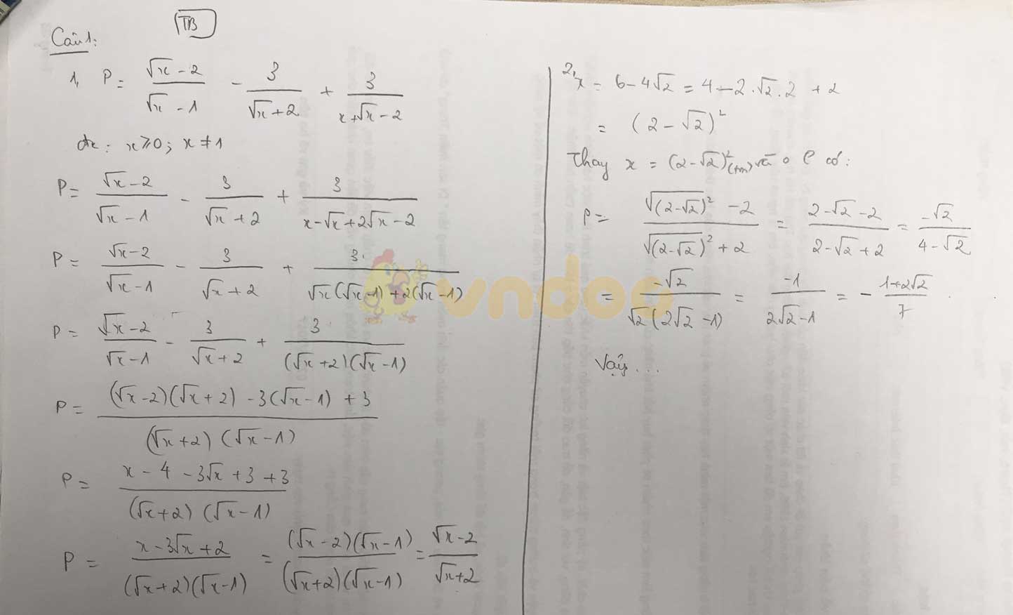 Đáp án đề thi tuyển sinh lớp 10 môn Toán chuyên năm 2020 tỉnh Thái Bình