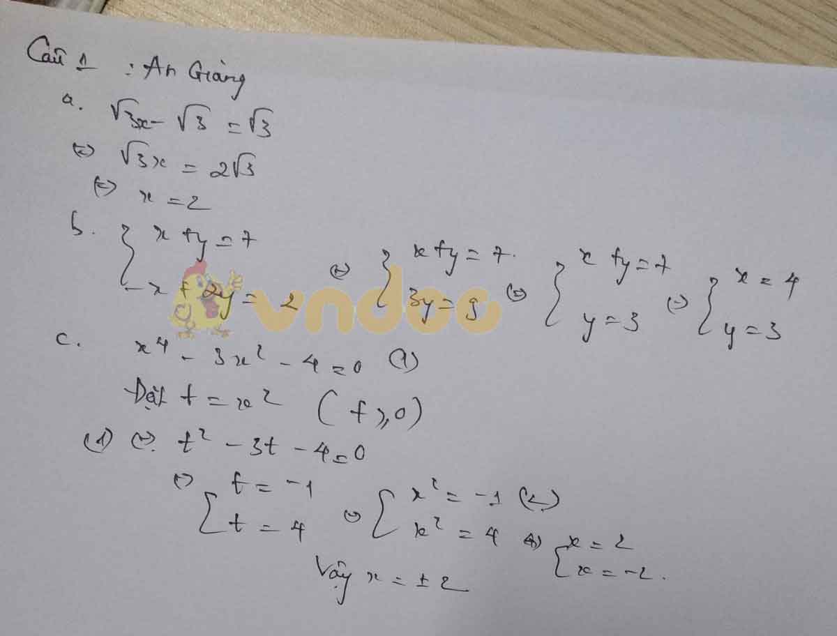 Đáp án đề thi tuyển sinh lớp 10 môn Toán tỉnh An Giang năm 2020