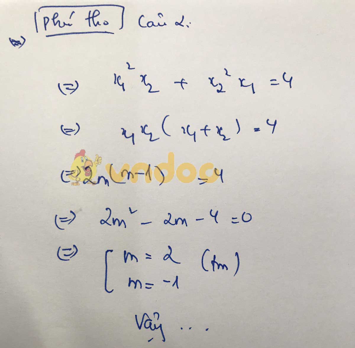 Đáp án đề thi tuyển sinh lớp 10 môn Toán tỉnh Phú Thọ năm 2020