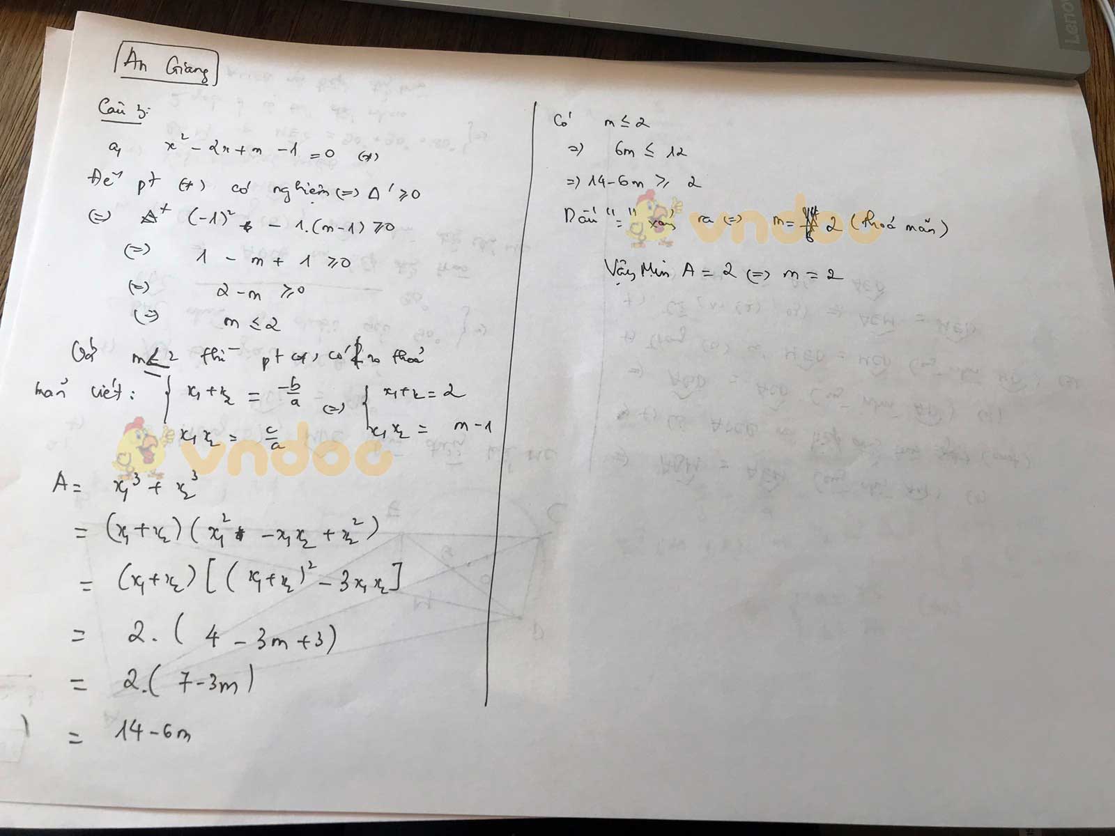 Đáp án đề thi tuyển sinh lớp 10 môn Toán tỉnh An Giang năm 2020