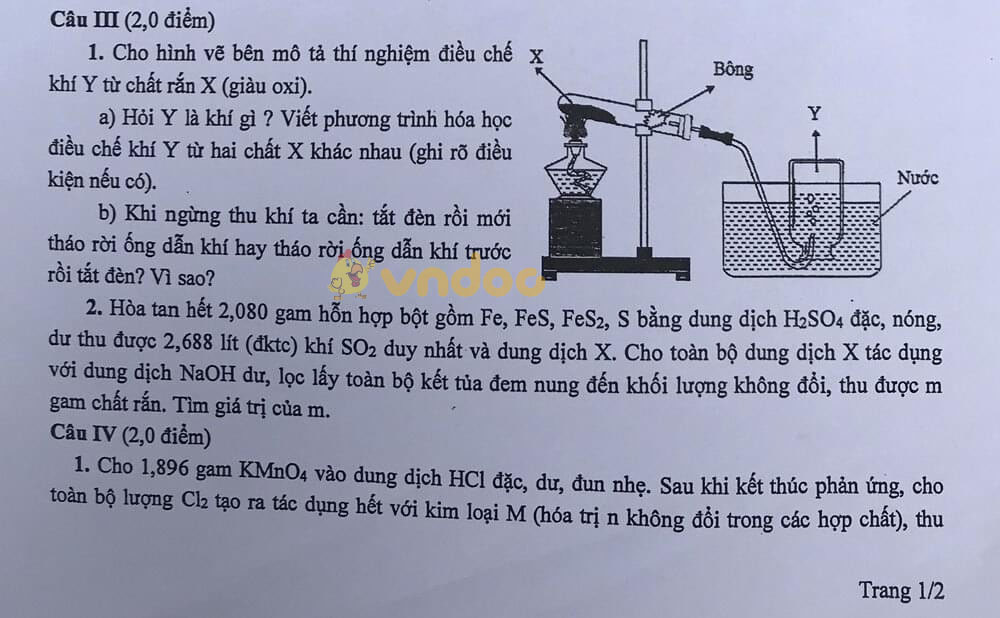Đề thi tuyển sinh lớp 10 chuyên Hóa Hà Nội có đáp án