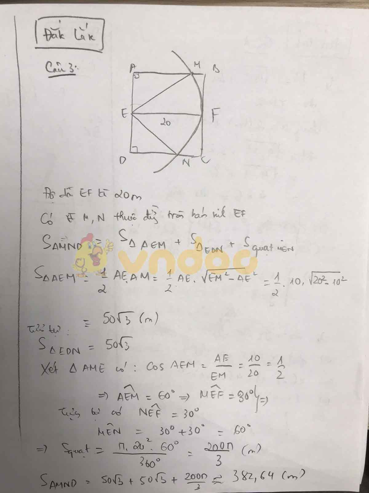 Đáp án đề thi tuyển sinh lớp 10 môn Toán tỉnh Đắk Lắk năm 2020