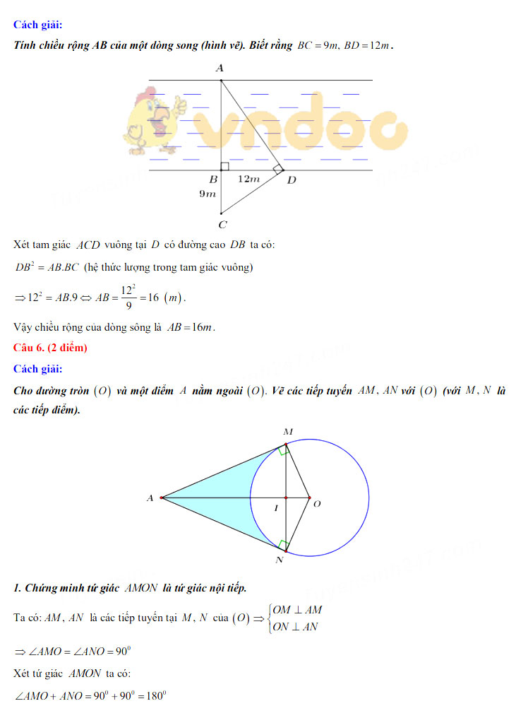 Đáp án đề thi tuyển sinh lớp 10 môn Toán tỉnh Đồng Tháp năm 2020