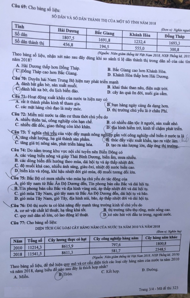 Đề thi Địa THPT