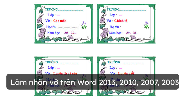 Làm nhãn vở trên Word 2013, 2010, 2007, 2003 - Tìm đáp án, giải bài