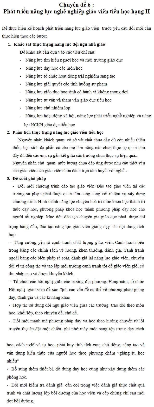Bài thu hoạch giáo viên hạng 3