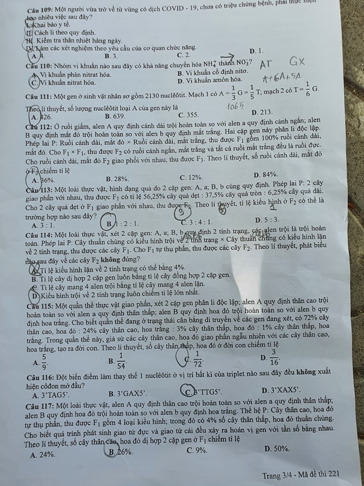 Đáp án Đề thi THPT Quốc Gia 2020 môn Sinh đợt 2