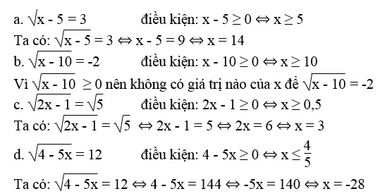 b. sqrt{5} cdot sqrt{45}=sqrt{5.45}=sqrt{225}=15