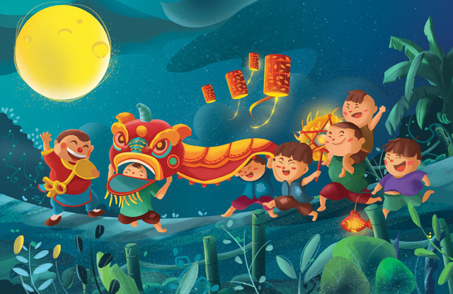 Văn mẫu lớp 5: Tả lại cảnh đêm Trung thu rước đèn vui chơi