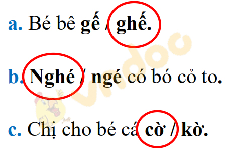 Giải Vở bài tập Tiếng Việt lớp 1 trang 28, 29 Bài 29: Luyện tập chính tả
