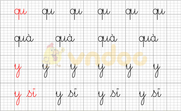 Giải bài tập Tiếng Việt 1 trang 64 Chủ đề 6 Bài 3: Q q qu Y y