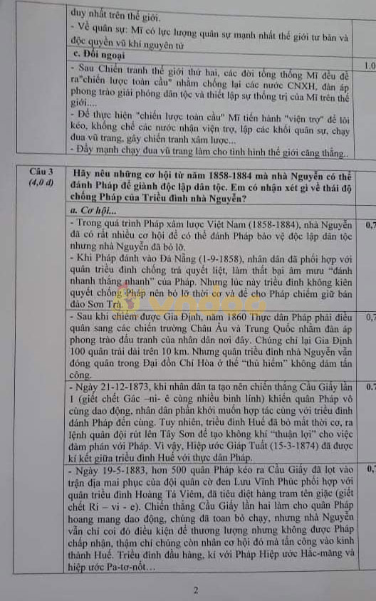 Đề thi chọn học sinh giỏi lớp 9 môn Lịch sử Phòng GD&ĐT Thiệu Hóa năm học 2020 - 2021