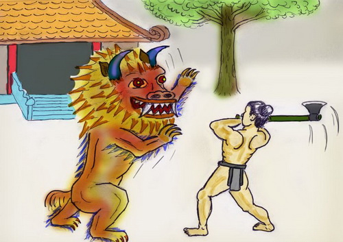 Nhập vai nhân vật Thạch Sanh kể lại chiến công giết chằn tinh lớp 6