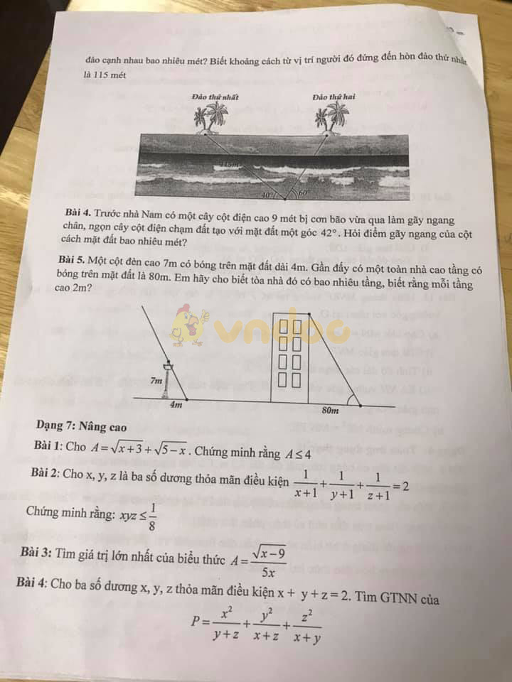 Đề cương ôn thi giữa học kì 1 lớp 9 môn Toán trường THCS Văn Quán, Hà Đông năm học 2020 - 2021