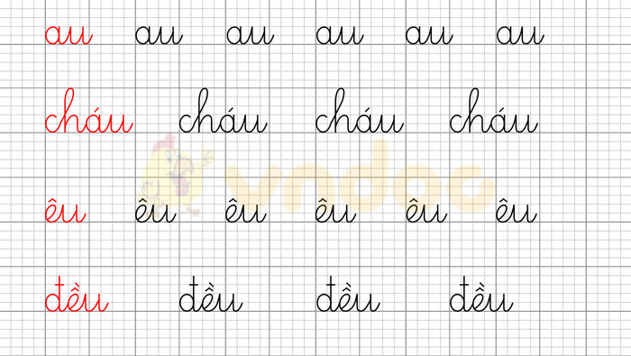 Giải bài tập Tiếng Việt 1 trang 72 Chủ đề 7 Bài 2: au êu