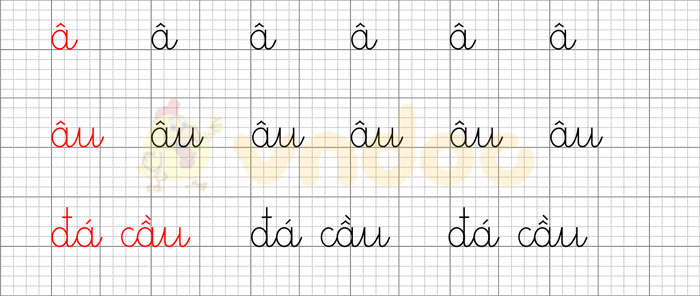 Giải bài tập Tiếng Việt 1 trang 74 Chủ đề 7 Bài 3: â âu