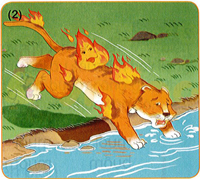 	- Câu hỏi 1: Con hổ có tính tình như thế nào? 	- Trả lời: Con hổ có tính cách rất hung hăng. 	- Câu hỏi 2: “Con vật lạ” đầu tiên mà hổ gặp được thực ra là gì? 	- Trả lời: “Con vật lạ” đầu tiên mà hổ gặp được thực ra là lửa. 	- Câu hỏi 3: Gặp “con vật lạ” đó hổ đã làm gì? 	- Trả lời: Gặp “con vật lạ” hổ liền lao vào tấn công. 	- Câu hỏi 4: Vì sao hổ bị xém lông? 	- Trả lời: Hổ bị xém lông do bị lửa bám vào, đốt cháy lông. 	- Câu hỏi 5: Sau lửa, hổ tiếp tục gặp ai? 	- Trả lời: Sau lửa, hổ gặp mưa. 	- Câu hỏi 6: Hổ tưởng mưa làm gì mình? 	- Trả lời: Hổ tưởng mưa ném sỏi vào mình. 	- Câu hỏi 7: Mưa đã nói gì mà khiến hổ rất giận dữ? 	- Trả lời: Mưa đã gọi hổ là “anh hổ ngốc nghếch” khiến hổ rất giận giữ. 	- Câu hỏi 8: Nhìn thấy hai người thợ săn, hổ làm gì? 	- Trả lời: Nhìn thấy hai người thợ săn, hổ sợ quá, vội quay đầu chạy trốn. 	- Câu hỏi 9: Mưa đã làm gì để giúp đỡ hổ? 	- Trả lời: Mưa đã trút nước xuống ào ào làm cho hai người vội vàng chạy về nhà để giúp hổ thoát nạn. 	- Câu hỏi 10: Sau khi thoát nạn, hổ đã trở nên như thế nào? 	- Trả lời: Sau khi thoát nạn, hổ không còn hung hăng như trước nữa.