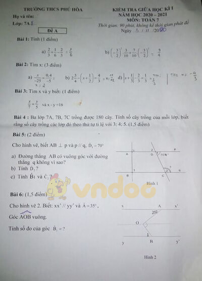 đề Thi Giữa Học Ki 1 Toan 7 Trường Thcs Phu Hoa Năm Học 21 đề Kiểm Tra Giữa Học Ki 1 Toan 7 Năm Vndoc Com