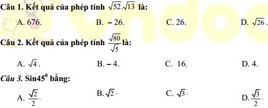 Đề thi giữa học kì 1 lớp 9 môn Toán Trường THCS Kim Linh, Hà Giang năm 2020 - 2021