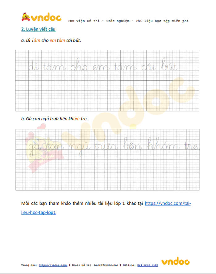 Phiếu chính tả lớp 1 tuần 13 sách Chân trời