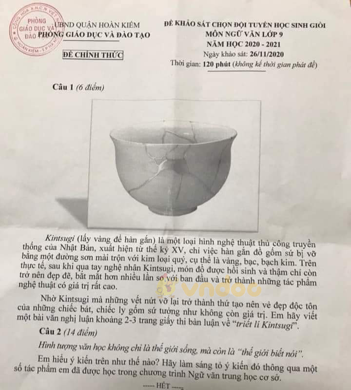Đề thi chọn học sinh giỏi lớp 9 môn Ngữ văn Phòng GD&ĐT Hoàn Kiếm năm 2020 - 2021