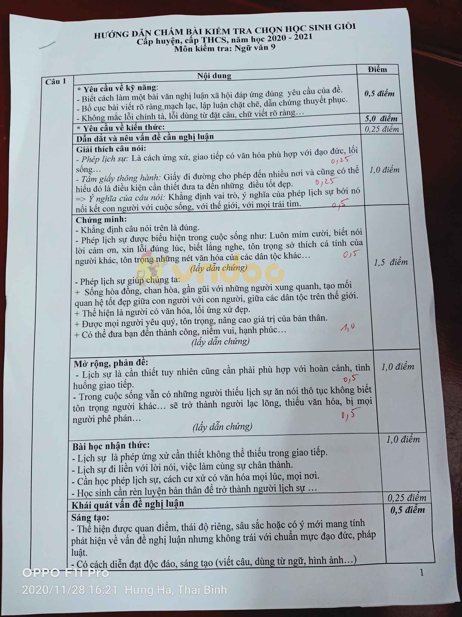 Đề thi chọn học sinh giỏi lớp 9 môn Ngữ văn Phòng GD&ĐT Hưng Hà năm 2020