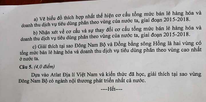 Đề thi chọn học sinh giỏi lớp 9 môn Địa lý Phòng GD&ĐT TP Đà Lạt năm 2020 - 2021