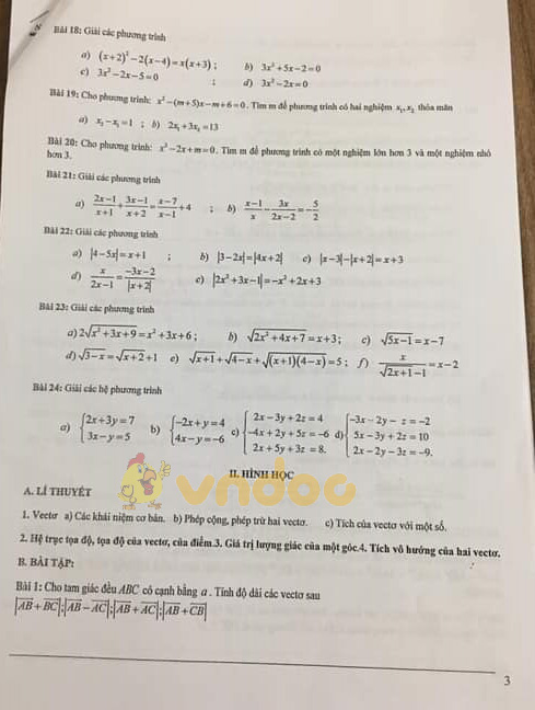 Đề cương ôn thi học kì 1 lớp 10 môn Toán Trường THPT Phạm Hồng Thái năm 2020 - 2021