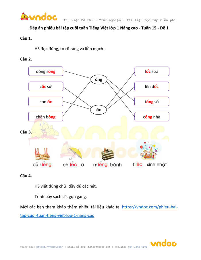 Phiếu bài tập cuối tuần Tiếng Việt lớp 1 Nâng cao - Tuần 15 - Đề 2