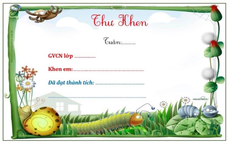 Thư khen ngợi mẫu 10