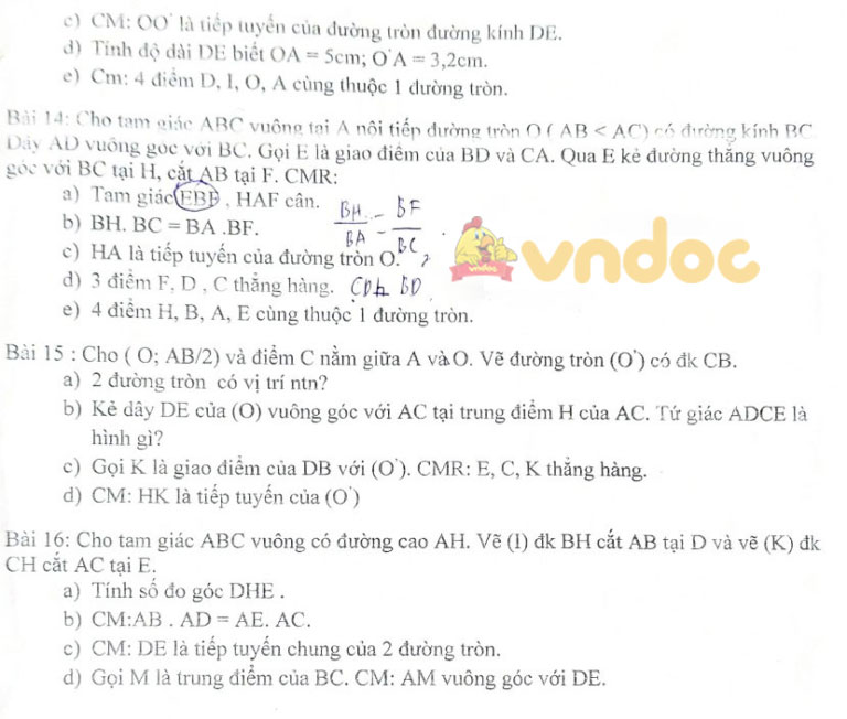 Đề cương ôn thi học kì 1 lớp 9 môn toán Trường THCS Nguyễn Văn Huyên năm 2020 - 2021