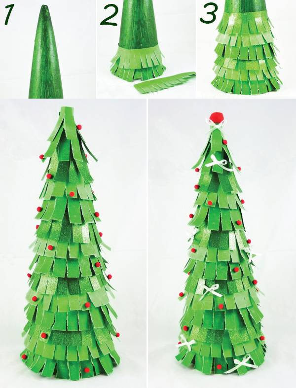 Cách làm cây thông Noel bằng giấy màu