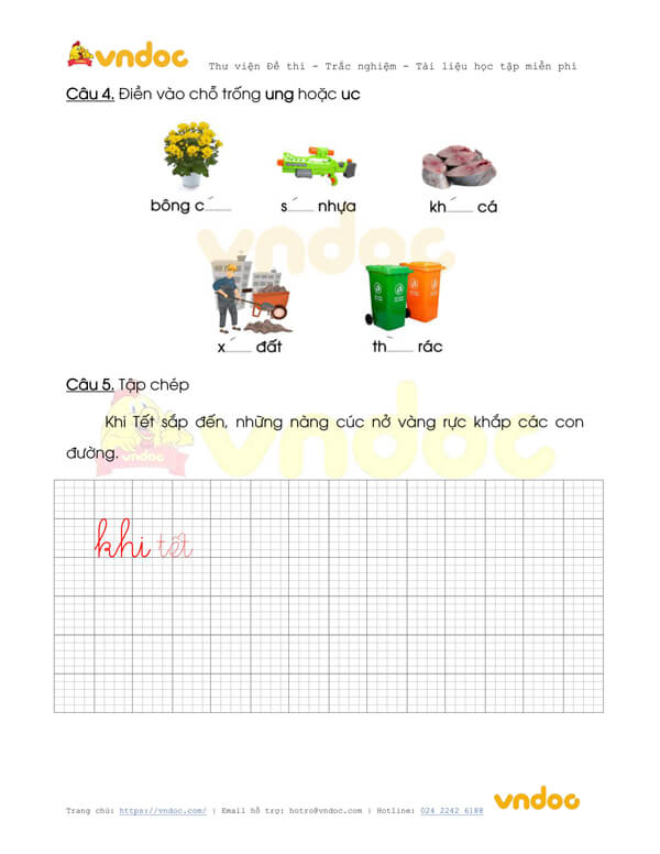 Phiếu bài tập cuối tuần Tiếng Việt lớp 1 Nâng cao - Tuần 16 - Đề 1