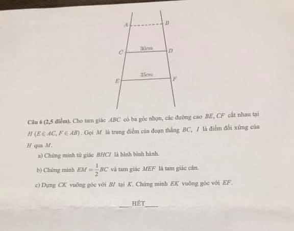 Đề thi học kì 1 Toán 8 Trường trung học Thực Hành Sài Gòn năm 2020 - 2021