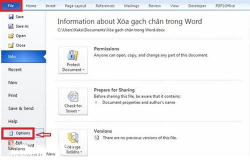 Cách xóa bỏ gạch chân trong Word