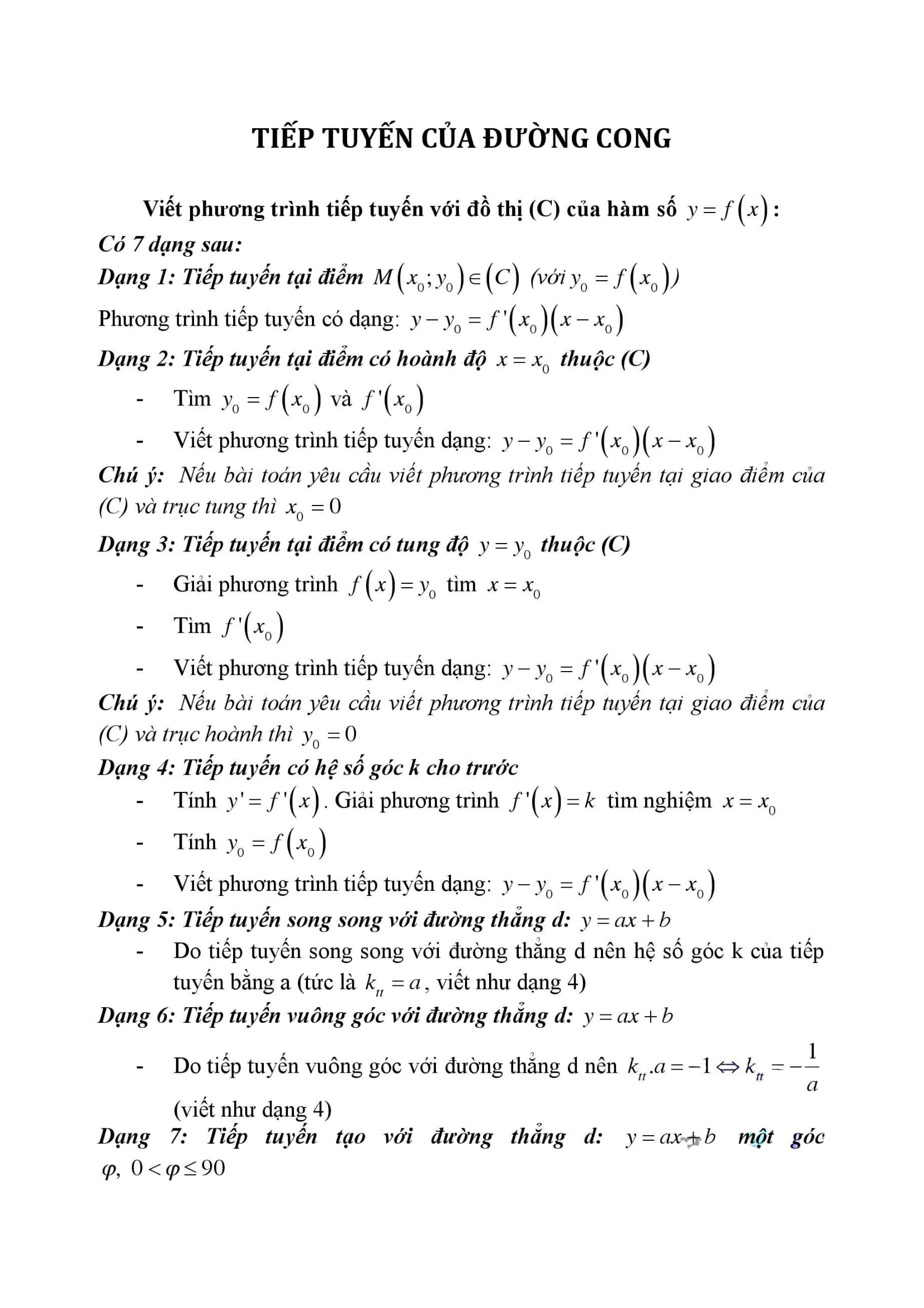 Công Thức Toán 11 đầy đủ