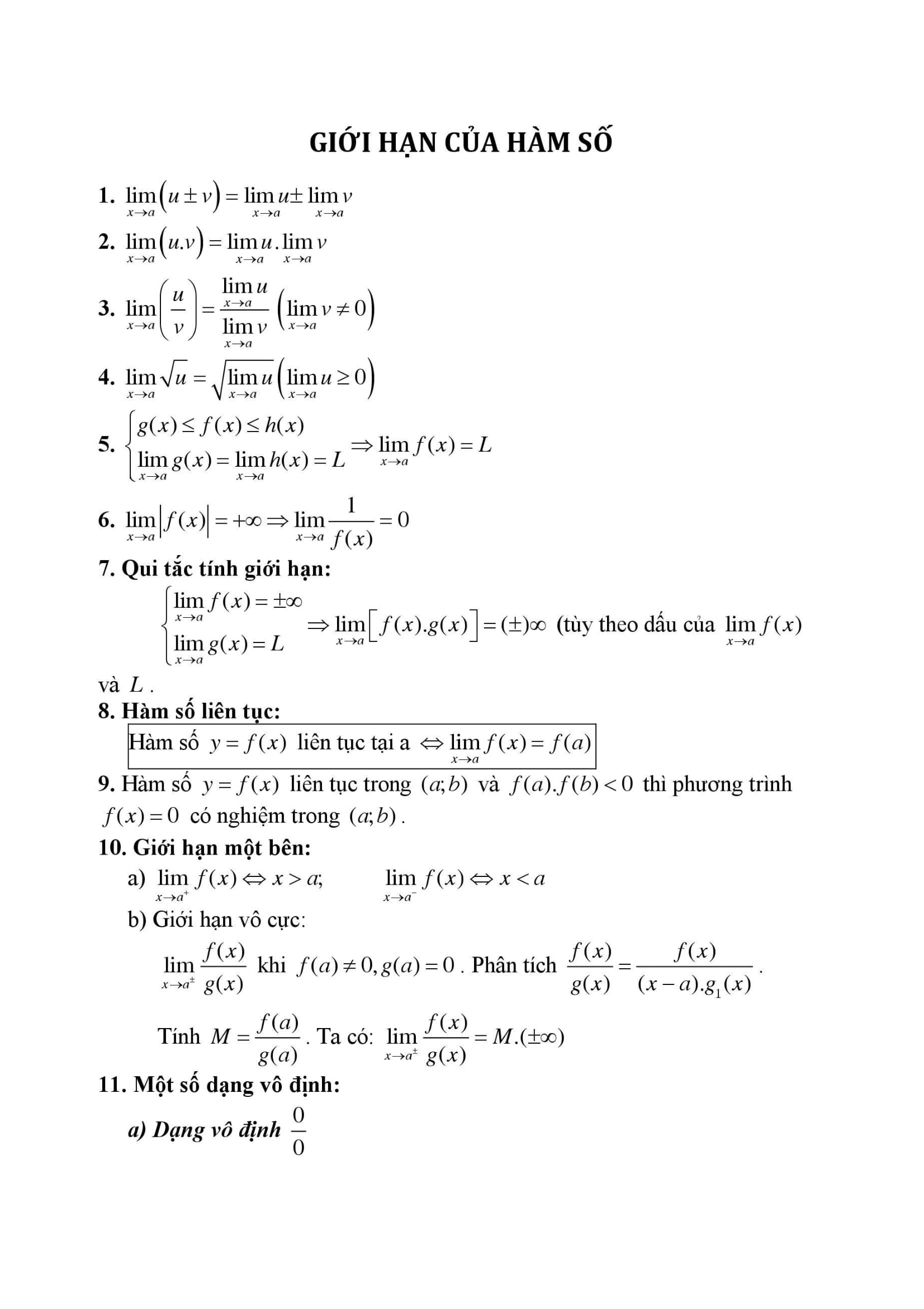 Công Thức Toán 11 đầy đủ