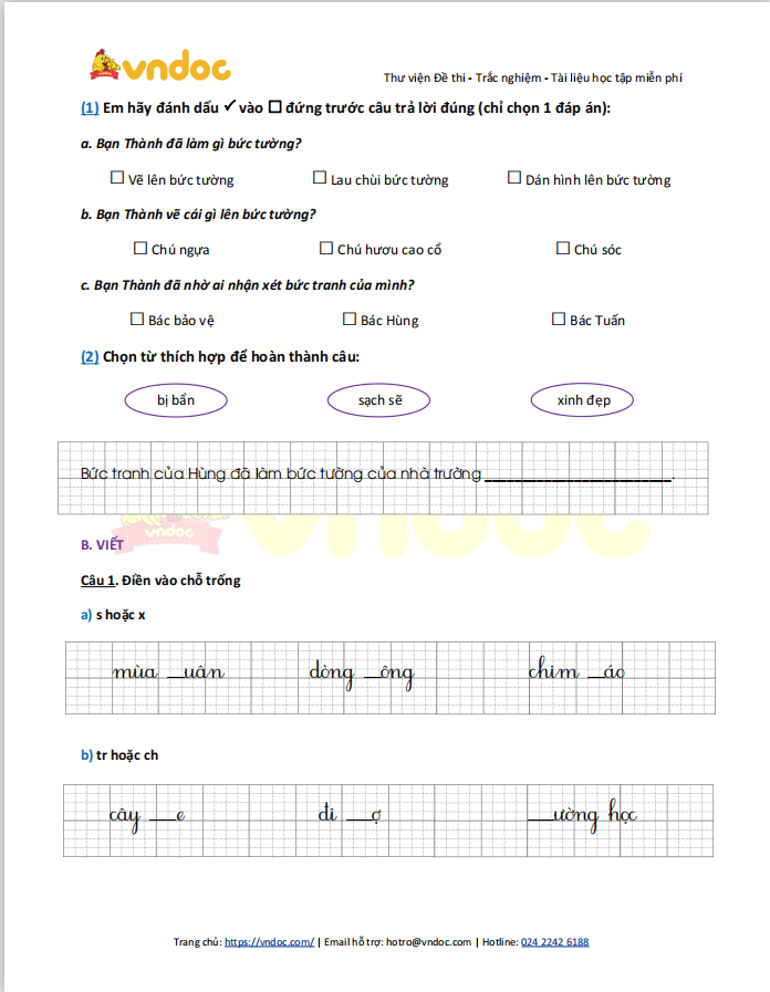 Bài tập Tết lớp 1 môn Tiếng Việt sách Cánh Diều