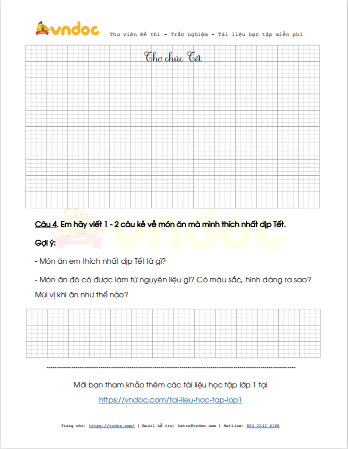 Bài tập Tết lớp 1 môn Tiếng Việt sách Cùng học để phát triển năng lực