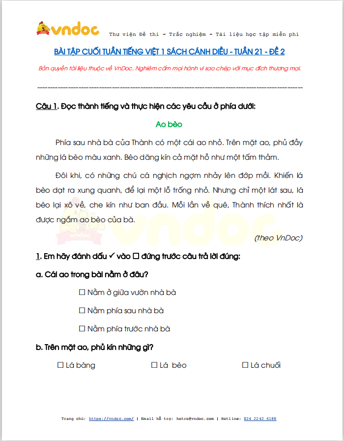 Phiếu bài tập cuối tuần Tiếng Việt lớp 1 Nâng cao - Tuần 21