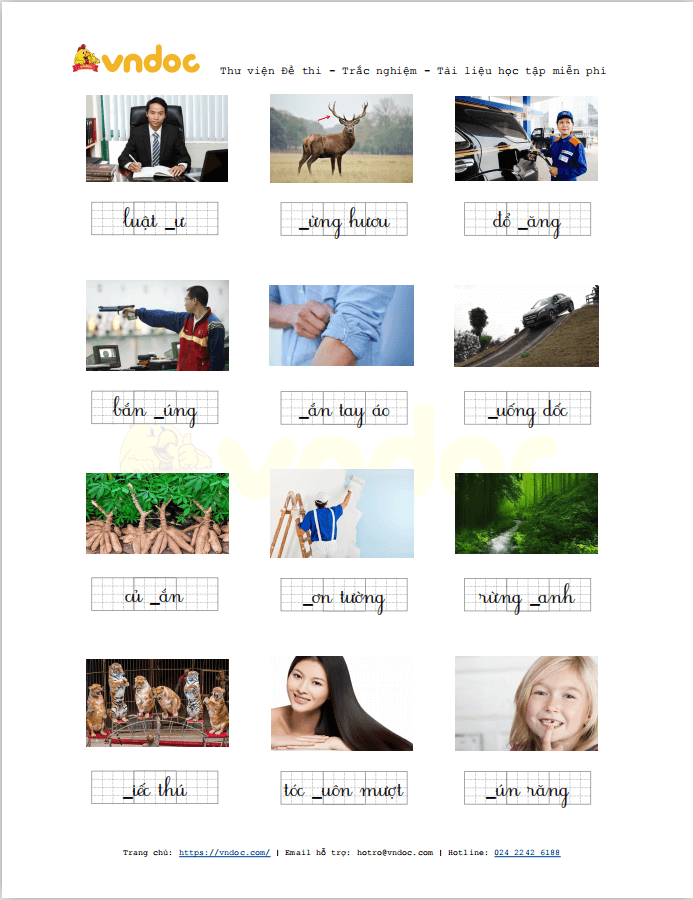 Bài tập chính tả: Điền s hoặc x lớp 1